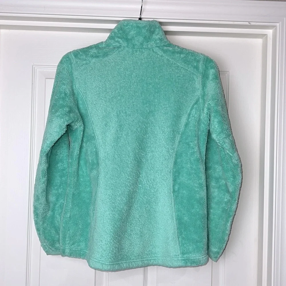 The North Face Girls Turquoise Plush Furry Fleece Zip Up Jacket - Size LG 14/16